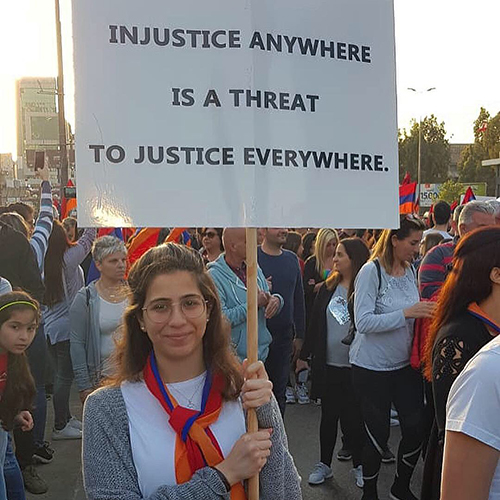 Natalie Hajinelian, legal secretary, celebrates and supports Armenian and Lebanese culture by using social media to become an activist for the people of Lebanon and Armenia