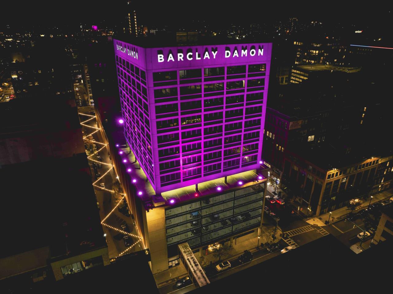 Barclay Damon Tower was lit pink for Breast Cancer Awareness Month. 